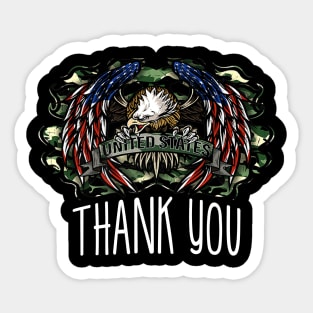 Thank You Veterans day Eagle Flag Sticker